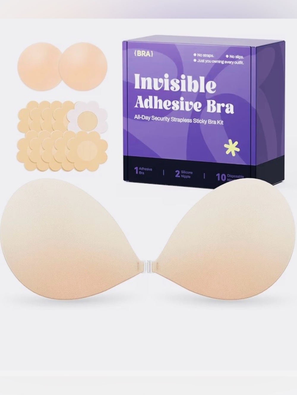 Nique Aloe-Powered Silicone Adhesive Cups in Beige and Purple